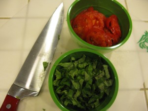 basil and tomatoes