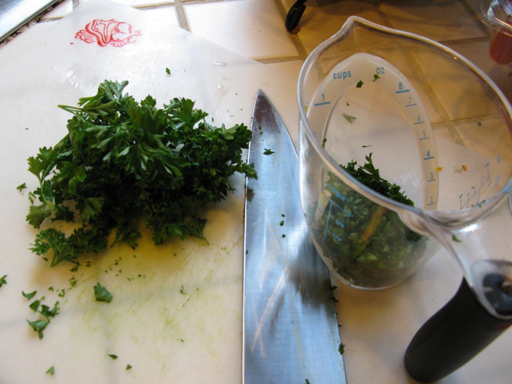 chopping parsley